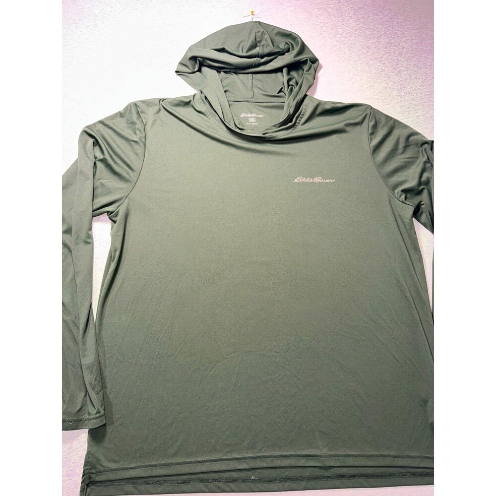 Eddie Bauer Men's Green Pullover Hoodie Polyester Graphic Logo Long Sleeve 2XL